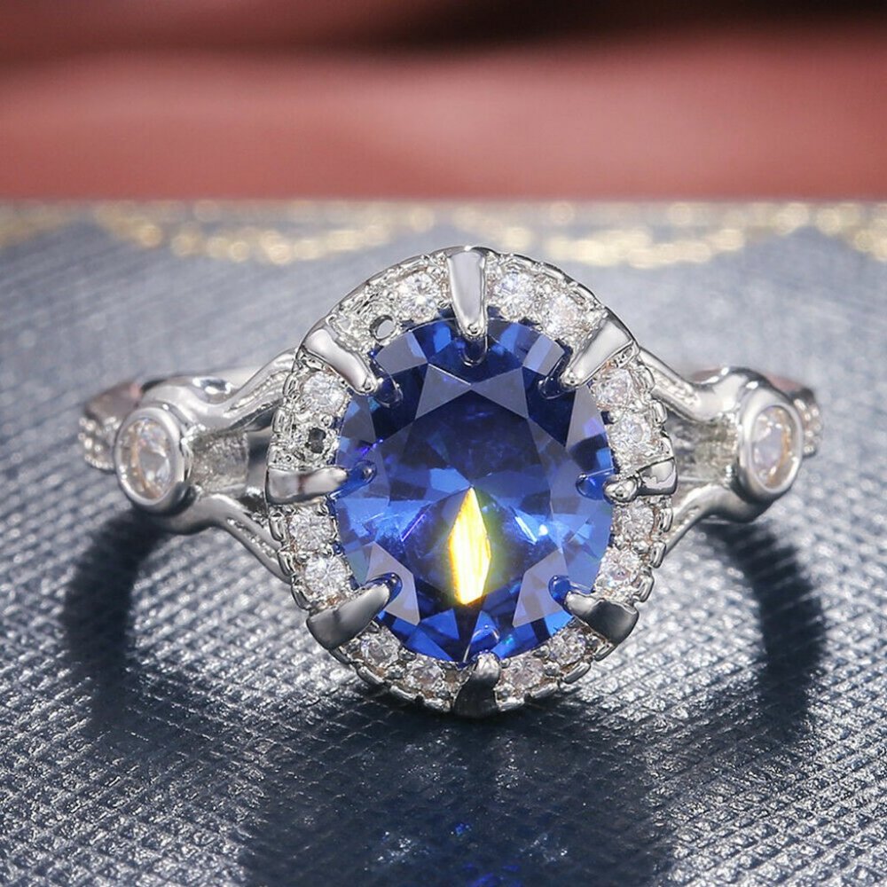 *NEW 925 Silver Blue Sapphire Ring - Picture 3 of 4